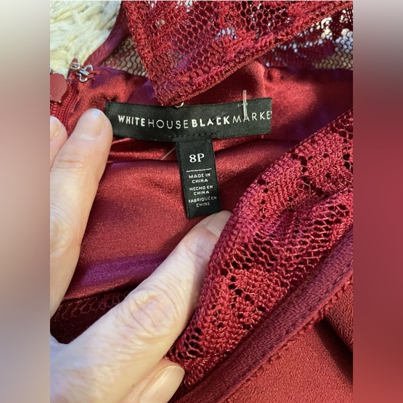 White House Black Market red wine Lace Cocktail Party Dress Women Size 8P 8 P - Picture 3 of 6